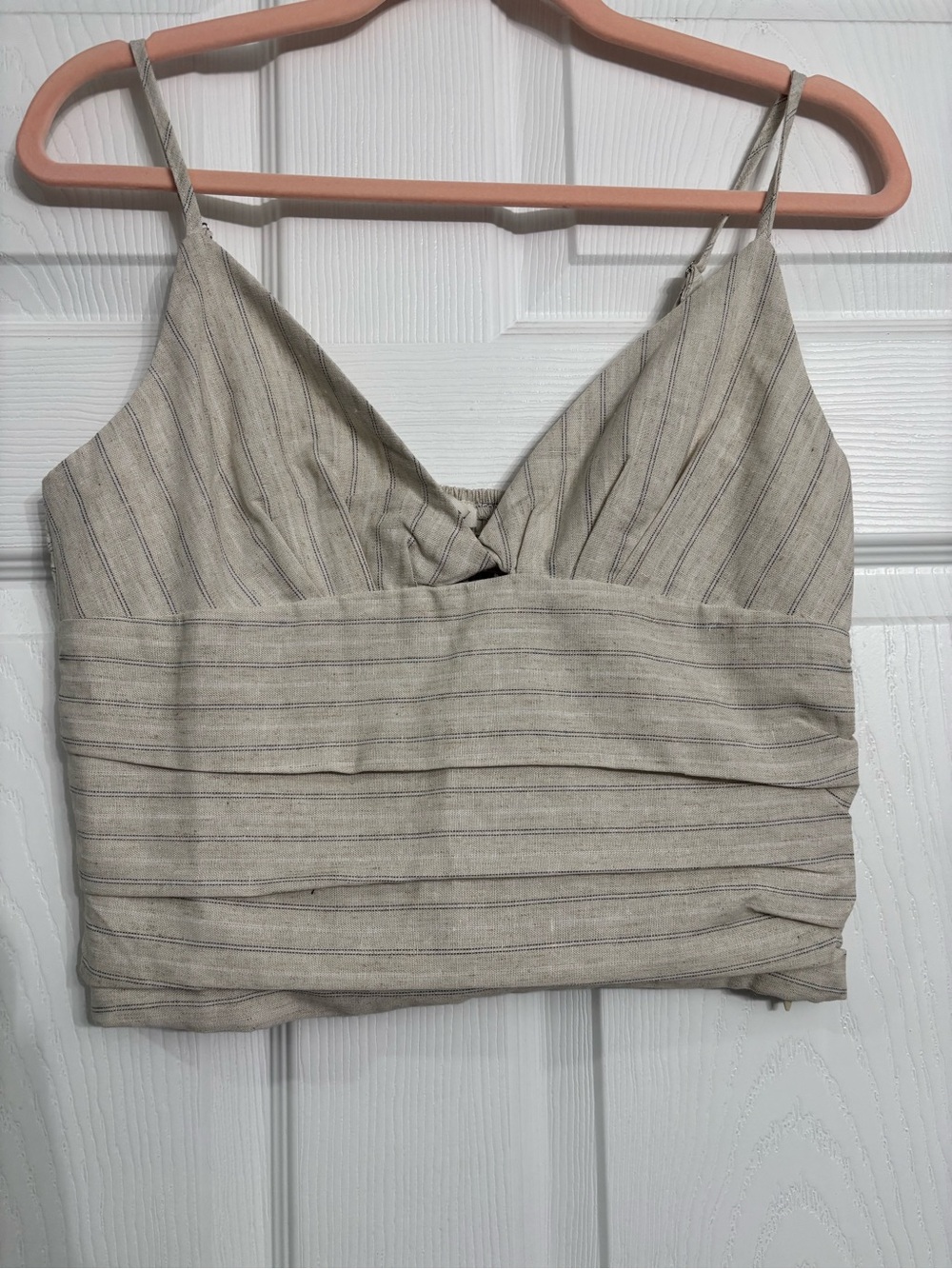 Final Touch Striped V-Neck Cami Top - Beige